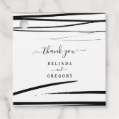 Moderne Schwarz-weiße Abstrakte QR-Hochzeit Geschenkanhänger (Vorderseite)