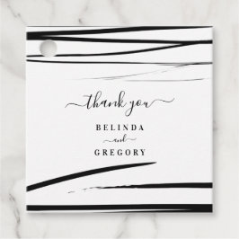 Moderne Schwarz-weiße Abstrakte QR-Hochzeit Geschenkanhänger