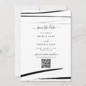 Moderne Schwarz-weiße Abstrakte QR-Hochzeit Save The Date (Vorderseite)