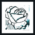 Moderne Schwarz-weiße Aqua Rose - Pop Art Blume Poster<br><div class="desc">Einzigartige aqua-blaue Rose mit schwarzer Tinte,  wunderschönes Aquarell Blume Fine Art Poster von Marie Christine Belkadi,  der Druck wird ohne Rahmen verkauft,  aber Sie können hier auf Zazzle einen Rahmen für Ihre Wanddekoration Geschenk © Copyright! www.mariechristinebelkadi.com</div>