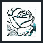 Moderne Schwarz-weiße Aqua Rose - Pop Art Blume Poster<br><div class="desc">Einzigartige aqua-blaue Rose mit schwarzer Tinte,  wunderschönes Aquarell Blume Fine Art Poster von Marie Christine Belkadi,  der Druck wird ohne Rahmen verkauft,  aber Sie können hier auf Zazzle einen Rahmen für Ihre Wanddekoration Geschenk © Copyright! www.mariechristinebelkadi.com</div>