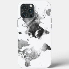 Moderne Schwarz-weiße Aquarellbahn-Weltkarte Case-Mate iPhone Hülle
