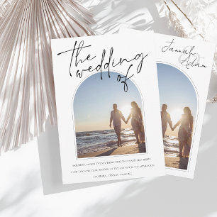 Moderne Schwarz-weiße Arch Ursprüngliche Hochzeit Einladung