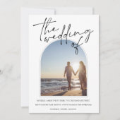 Moderne Schwarz-weiße Arch Ursprüngliche Hochzeit Einladung (Vorderseite)