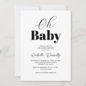 Moderne Schwarz-weiße Babydusche Einladung (Vorderseite)