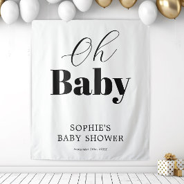 Moderne Schwarz-weiße Babydusche Wandteppich