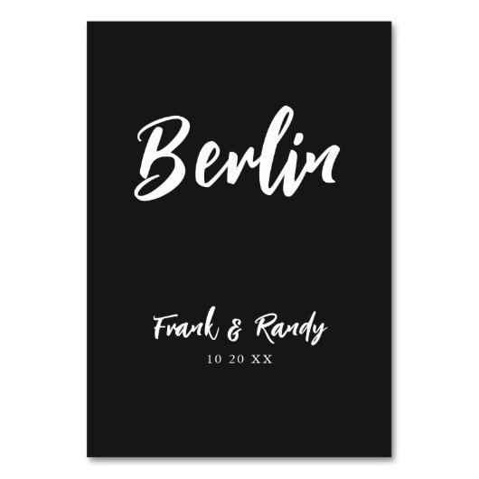 Moderne, schwarz-weiße, benutzerdefinierte Hochzei Tischnummer (Rückseite)