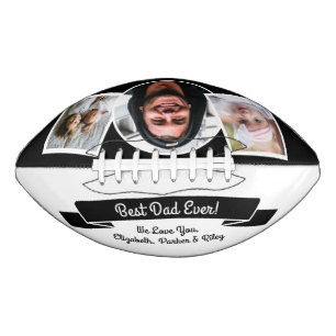 Moderne Schwarz-weiße Beste Vater je 3 FotoCollage Football