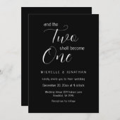 Moderne Schwarz-weiße Bibelverse Christliche Hochz Einladung (Vorne/Hinten)