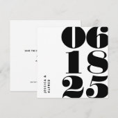 Moderne, Schwarz-weiße Big Date Wedding Save The Date (Vorne/Hinten)