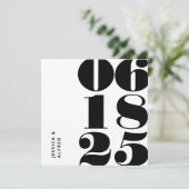 Moderne, Schwarz-weiße Big Date Wedding Save The Date (Stehend Vorderseite)