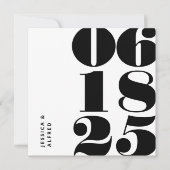 Moderne, Schwarz-weiße Big Date Wedding Save The Date (Vorderseite)