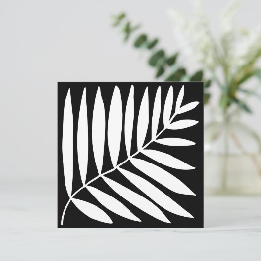 Moderne Schwarz-weiße botanische Pflanze Zeichnend Save The Date (Stehend Vorderseite)