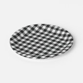 Moderne Schwarz-weiße Buffalo-Karos Pappteller (Schrägansicht)