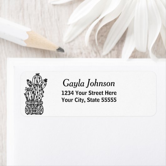 Moderne Schwarz-weiße Cactus-Adresse (Insitu)