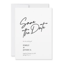 Moderne Schwarz-Weiße Casual-Script-Hochzeit