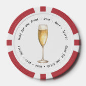Moderne Schwarz-weiße Champagner Drink Hochzeit Pokerchips (Vorderseite)