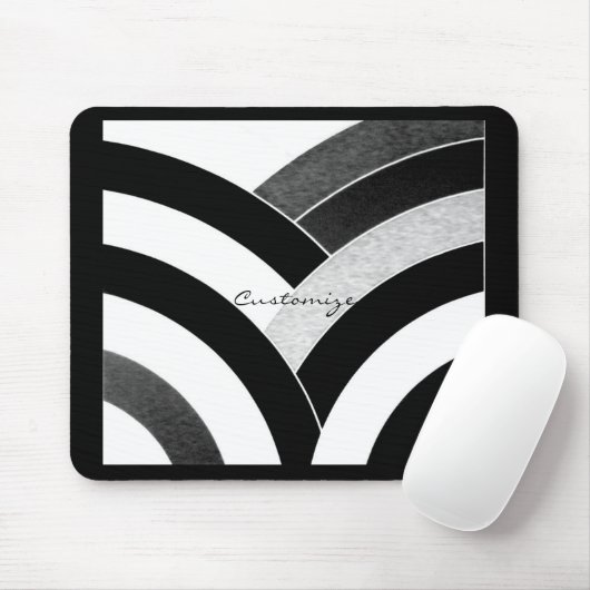 Moderne, schwarz-weiße Chevronen Mousepad (Mit Mouse)