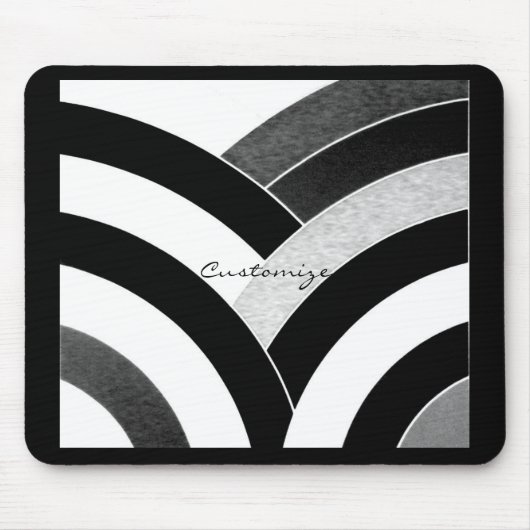 Moderne, schwarz-weiße Chevronen Mousepad (Vorne)