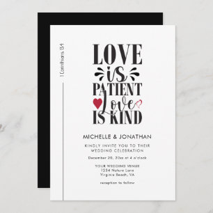 Moderne Schwarz-weiße Christliche Bibelverse Hochz Einladung