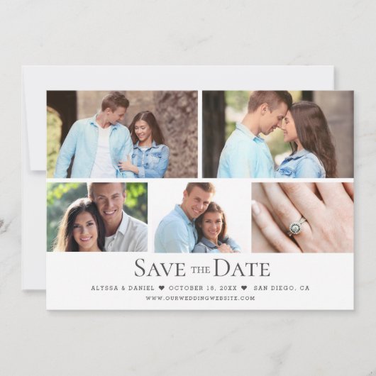 Moderne Schwarz-weiße Collage Multi Foto Hochzeit Einladung (Vorderseite)