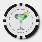 Moderne Schwarz-weiße Daiquiri Drink Voucher Hochz Pokerchips (Vorderseite)