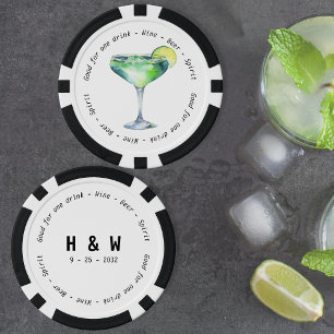 Moderne Schwarz-weiße Daiquiri Drink Voucher Hochz Pokerchips