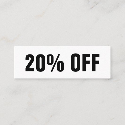 Moderne, schwarz-weiße Discount-Karte Mini Visitenkarte (Vorderseite)