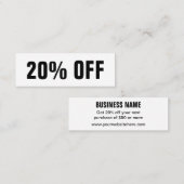 Moderne, schwarz-weiße Discount-Karte Mini Visitenkarte (Vorne/Hinten)