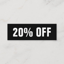 Moderne, schwarz-weiße Discount-Karte Mini Visitenkarte