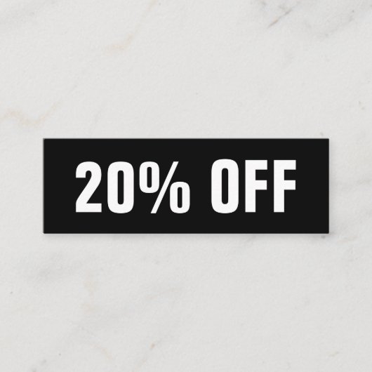 Moderne, schwarz-weiße Discount-Karte Mini Visitenkarte (Vorderseite)