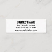 Moderne, schwarz-weiße Discount-Karte Mini Visitenkarte (Rückseite)