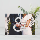 Moderne Schwarz-weiße Ehepaare und Hochzeit im Fot Einladung (Stehend Vorderseite)