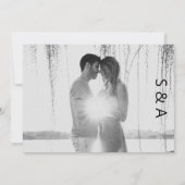 Moderne Schwarz-weiße Ehepaare und Hochzeit im Fot Einladung (Rückseite)