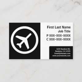 Moderne Schwarz-weiße einfache Flugzeugkarten Visitenkarte