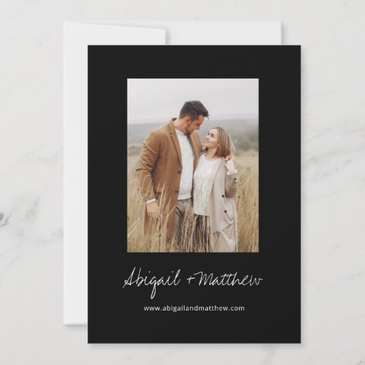 Moderne Schwarz-weiße Einfache Handschrift Boho We Einladung (Rückseite)