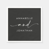 Moderne Schwarz-weiße, einfache Skripthochzeit Serviette (Vorderseite)