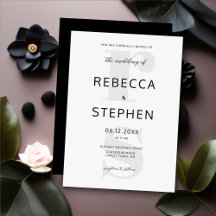 Moderne Schwarz-weiße Einfache Typografie Hochzeit