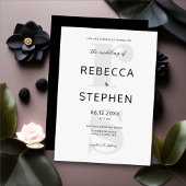 Moderne Schwarz-weiße Einfache Typografie Hochzeit Einladung