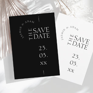 Moderne Schwarz-weiße Einfache Typografie Hochzeit Save The Date