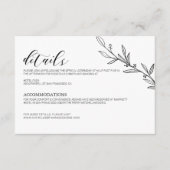 Moderne Schwarz-weiße Elegante Hochzeit Details Begleitkarte (Vorderseite)