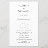 Moderne schwarz-weiße elegante Hochzeitsprogramm (Vorderseite)