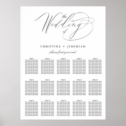 Moderne Schwarz-weiße, elegante Script-Hochzeitssi Poster (Vorne)