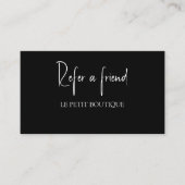 Moderne Schwarz-weiße Empfehlungskarte (Vorderseite)