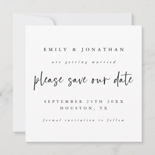 Moderne Schwarz-weiße Farbensehen speichern das Da Einladung (Vorderseite)