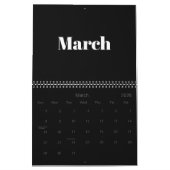 Moderne Schwarz-weiße fette Typografie Monat 2024 Kalender (Mär 2026)