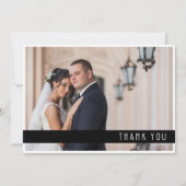 Moderne Schwarz-weiße Foto Hochzeit Dankeschön-Kar Dankeskarte (Vorderseite)