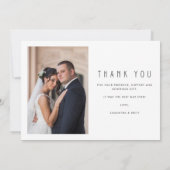 Moderne Schwarz-weiße Foto Hochzeit Dankeschön-Kar Dankeskarte (Rückseite)