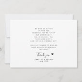 Moderne Schwarz-weiße Foto-Hochzeit Dankeskarte (Rückseite)