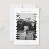 Moderne Schwarz-weiße Foto-Hochzeit Dankeskarte (Vorderseite)